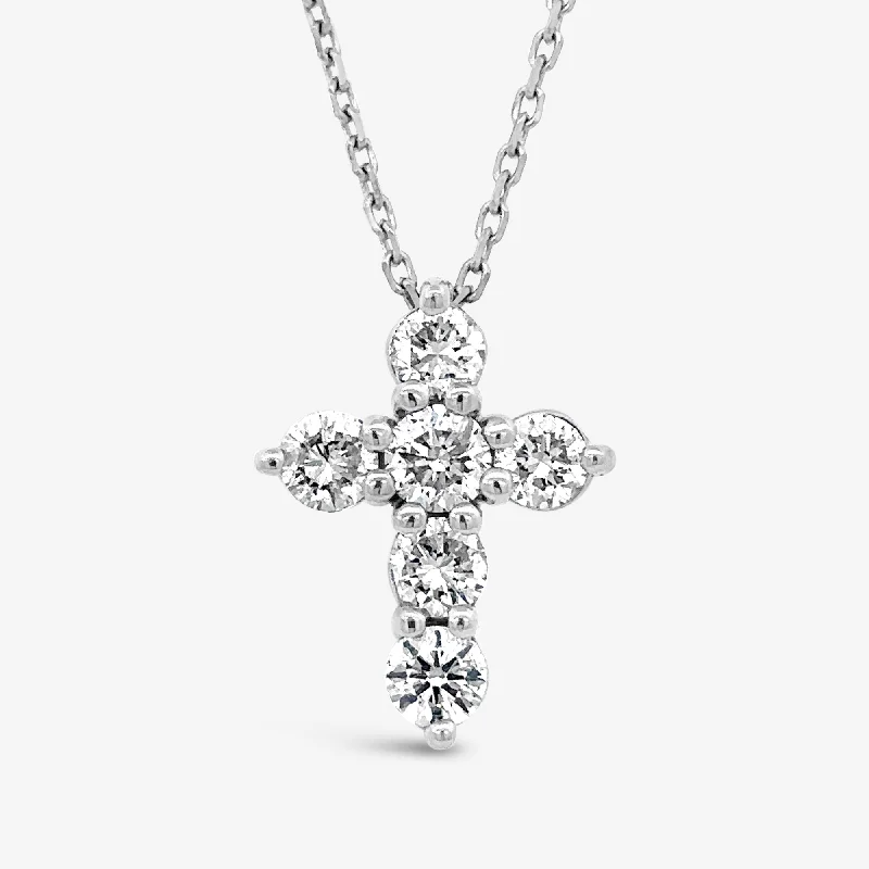 Classic Shared Prong 1.40ct Diamond Cross Necklace