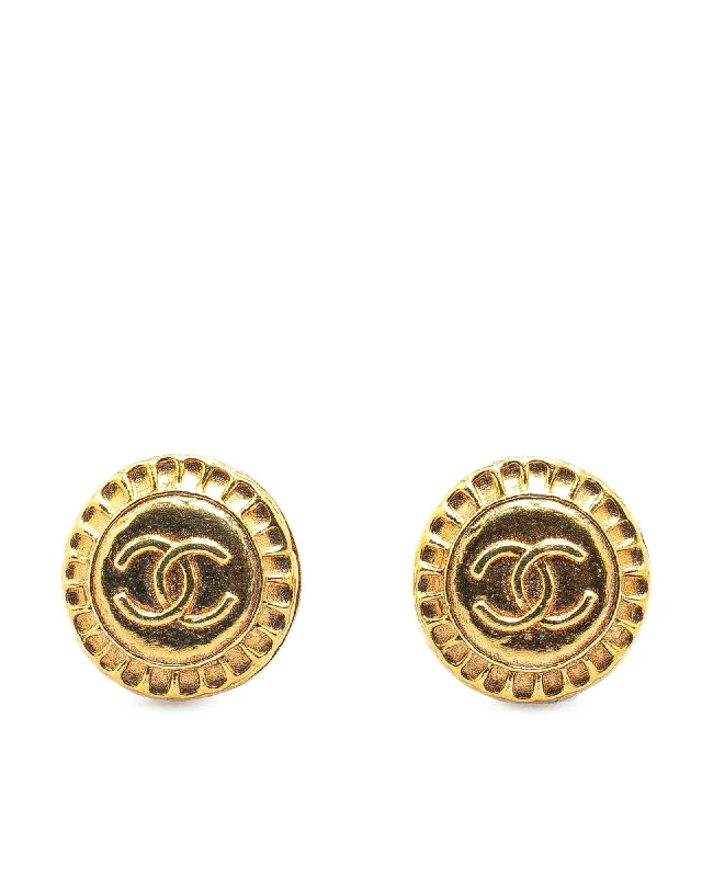 Gold Plated CC Clip On Earrings