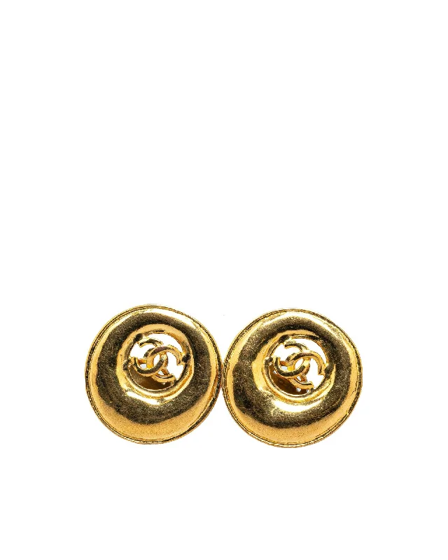 Gold Plated Round Clip On Earrings