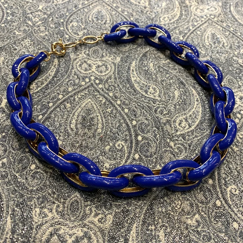 Lapis Blue Enamel Chain Necklace