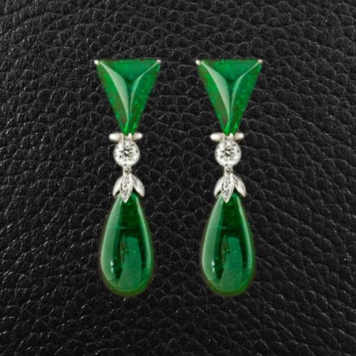 Emerald & Diamond Dangle Earrings