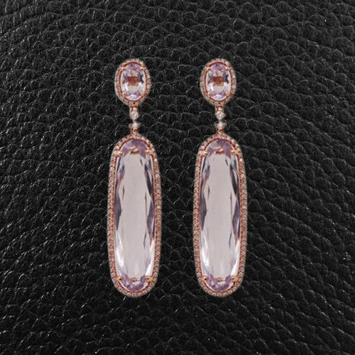 Rose Amethyst & Diamond Earrings