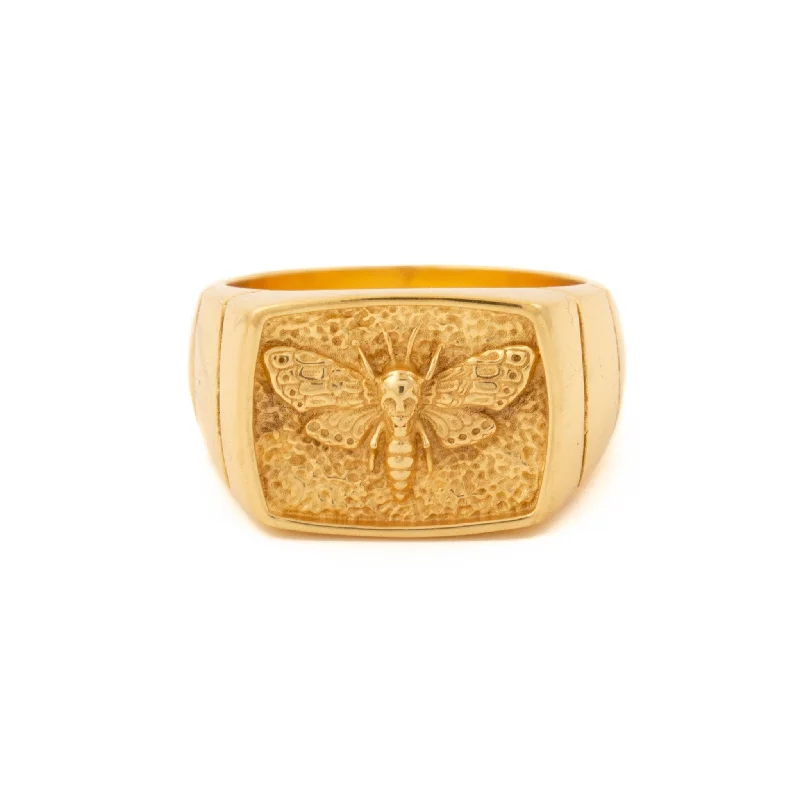 Death Moth Gold Signet Ring