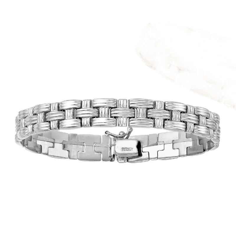 14K White Gold 7.25" Classic Basketweave Bracelet with Box Clasp WRC2374-0725