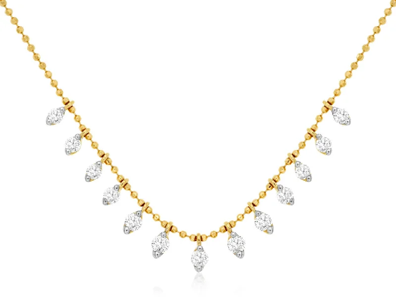 14K Yellow Gold Round Diamond Necklace