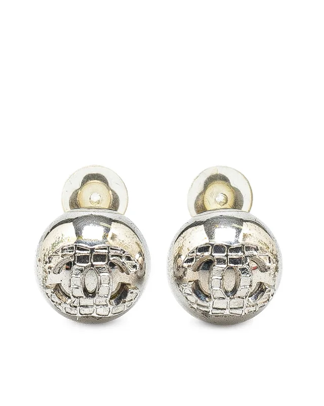 Silver Plated CC Logo Clip-on Earrings