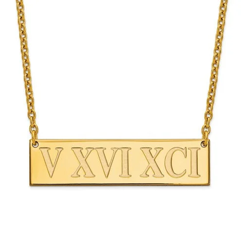 Roman Numeral 10x38mm Bar Necklace