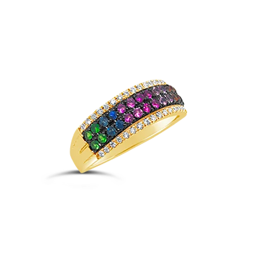 Multi-color Sapphire & Diamond Ring