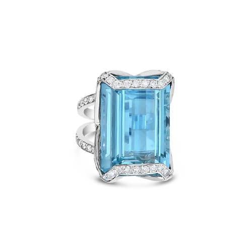 Aquamarine & Diamond Ring