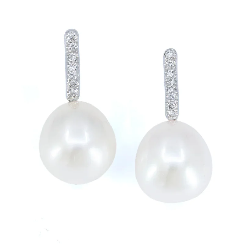 Aviva White Gold South-Sea Pearl Earring with Diamonds