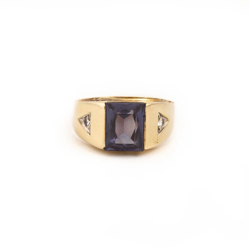 Gold Synthetic Amethyst Ring