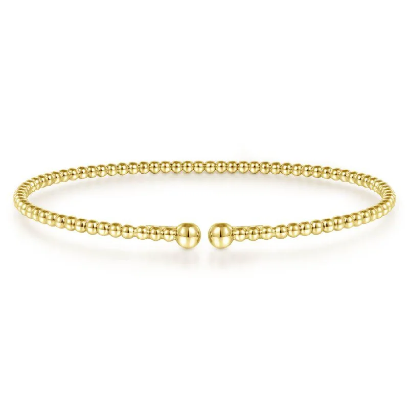 Gabriel & Co. - BG4107-62Y4JJJ - Split 14K Yellow Gold Beaded Bujukan Bangle