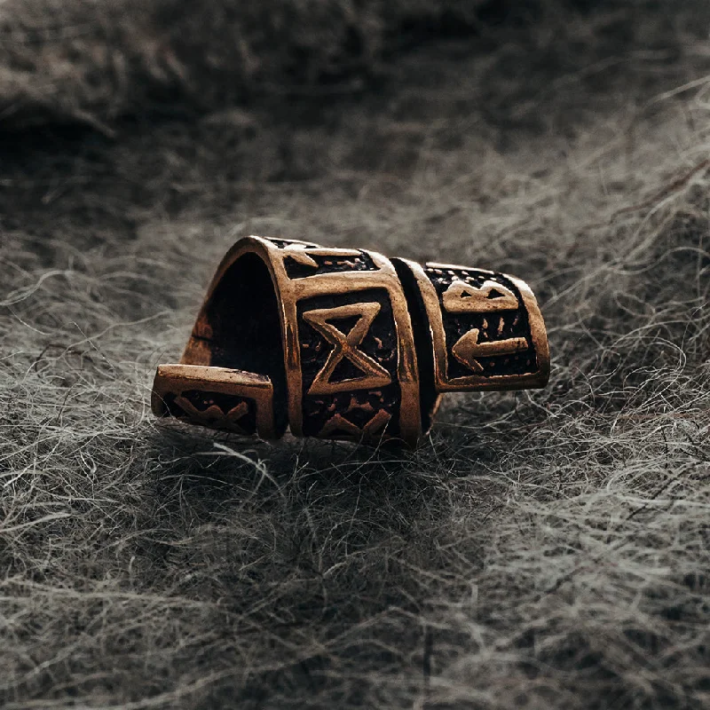 Large Beard Ring, Bronze with Runes