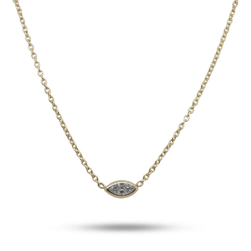 14k Yellow Gold Diamond Necklace Bezel Set