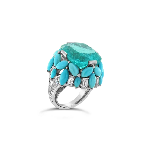 Pariaba, Turquoise & Diamond Ring