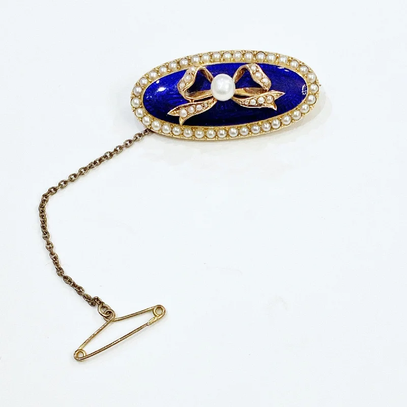 Estate Collection Brooch - Georgian Gold & Enamel Pearl