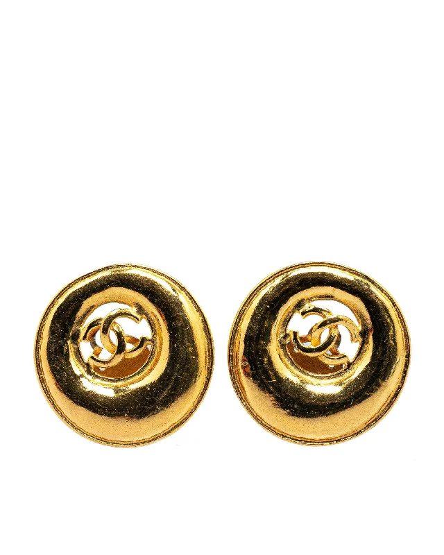 Gold Plated Round Clip On Earrings