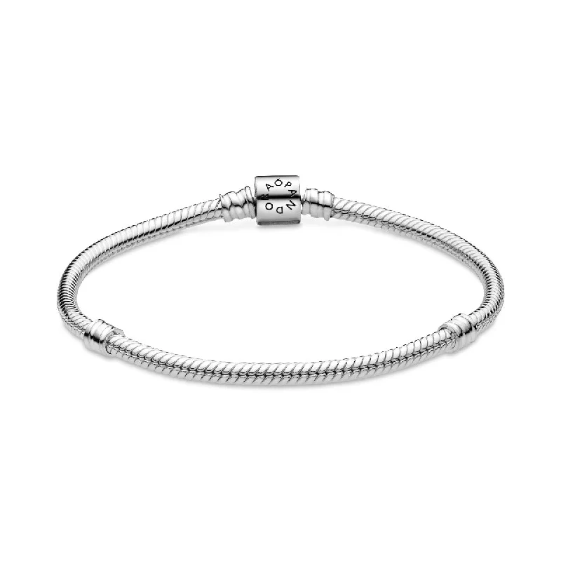 Pandora Moments Barrel Clasp Snake Chain Bracelet Never Forget 598816C00