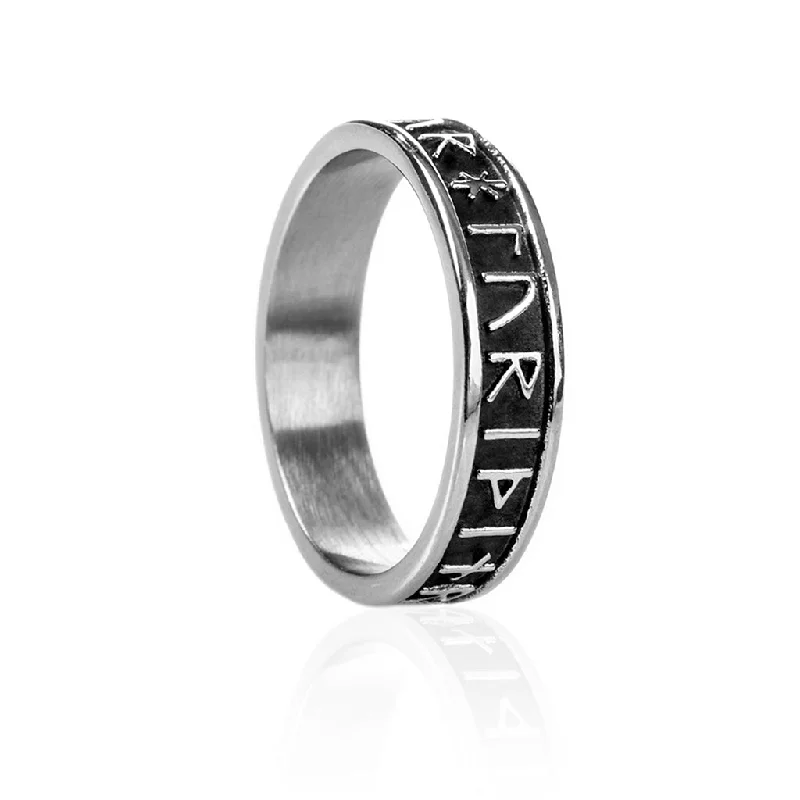 Thor Rune Band Ring, Stainless Steel