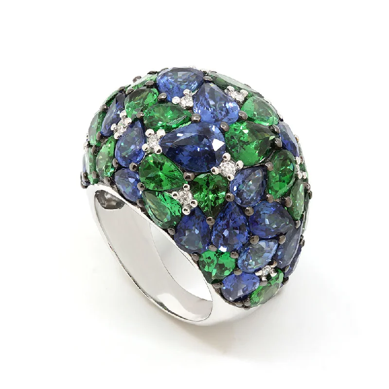 Sapphire & Tsavorite Dome Cocktail Ring