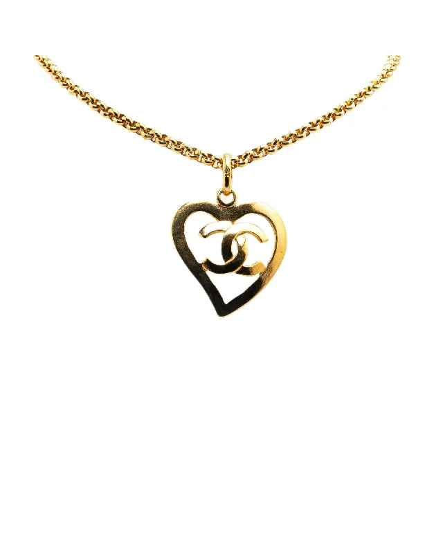 Gold Plated Heart Pendant Necklace with Spring Ring Closure