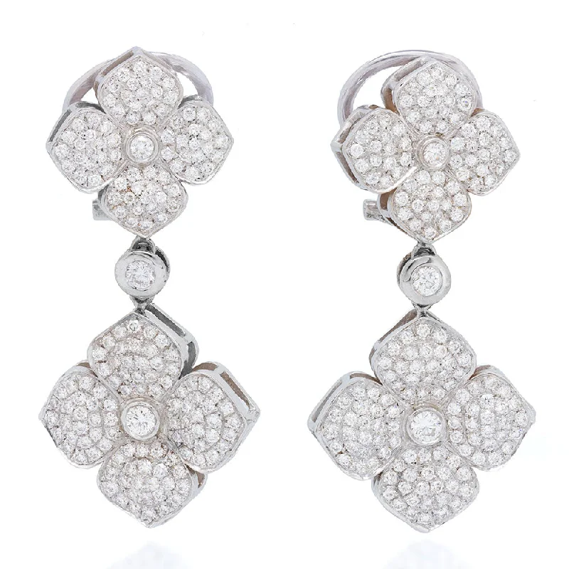 Diamond Four Petal Flower Earring