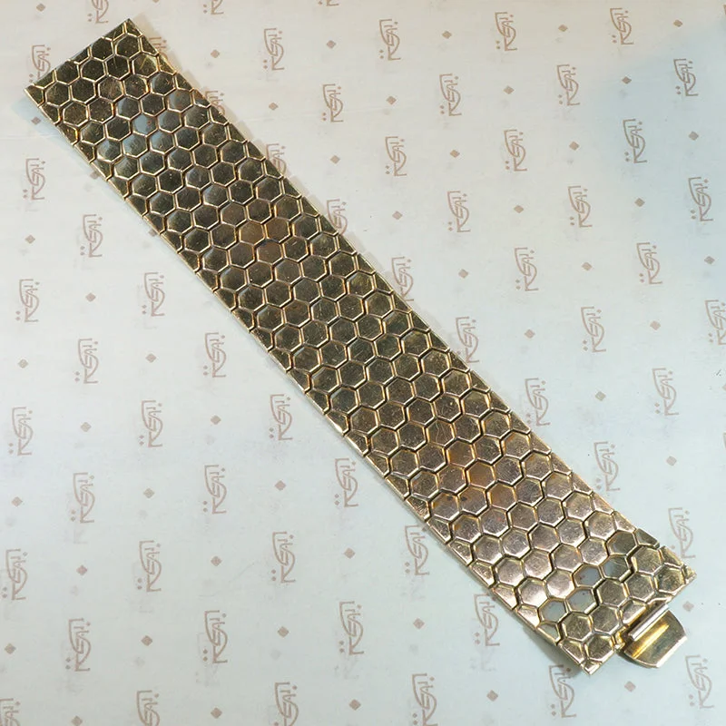 Retro Supple Honeycomb Link Bracelet by Trifari