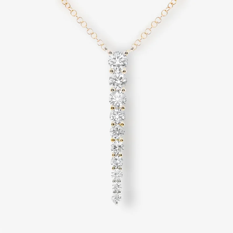 Graduated Diamond Linear Bar Necklace