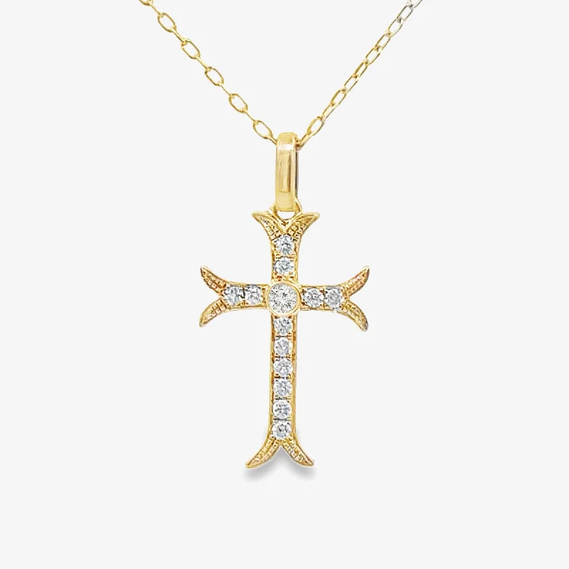 Milgrain 0.10CT Diamond Cross Necklace