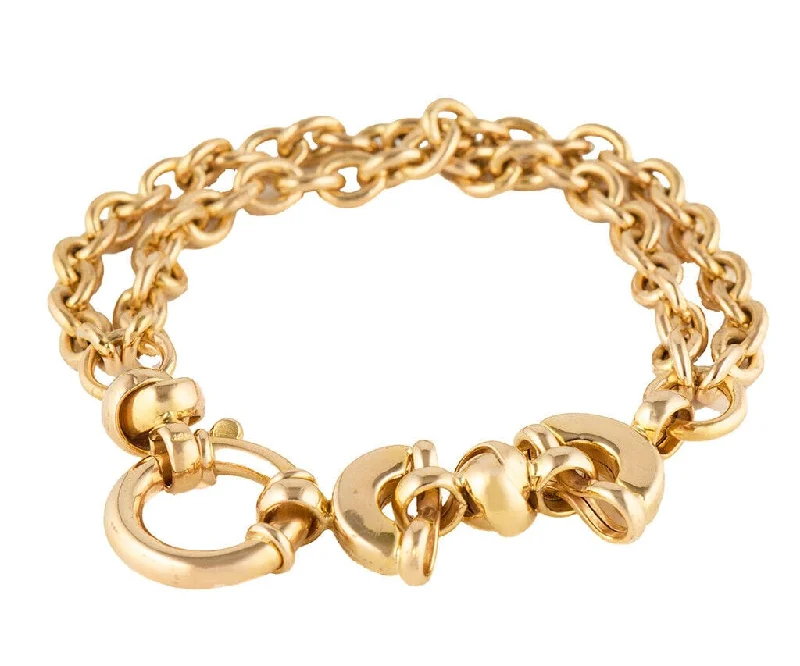 Polished Fancy Double Strand Link Bracelet in 14K