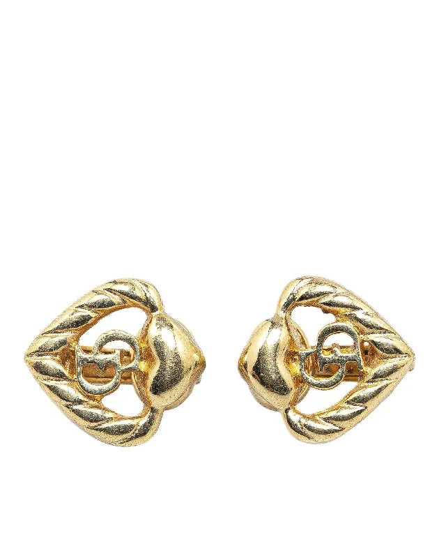 Heart Clip-On Gold-Plated Earrings