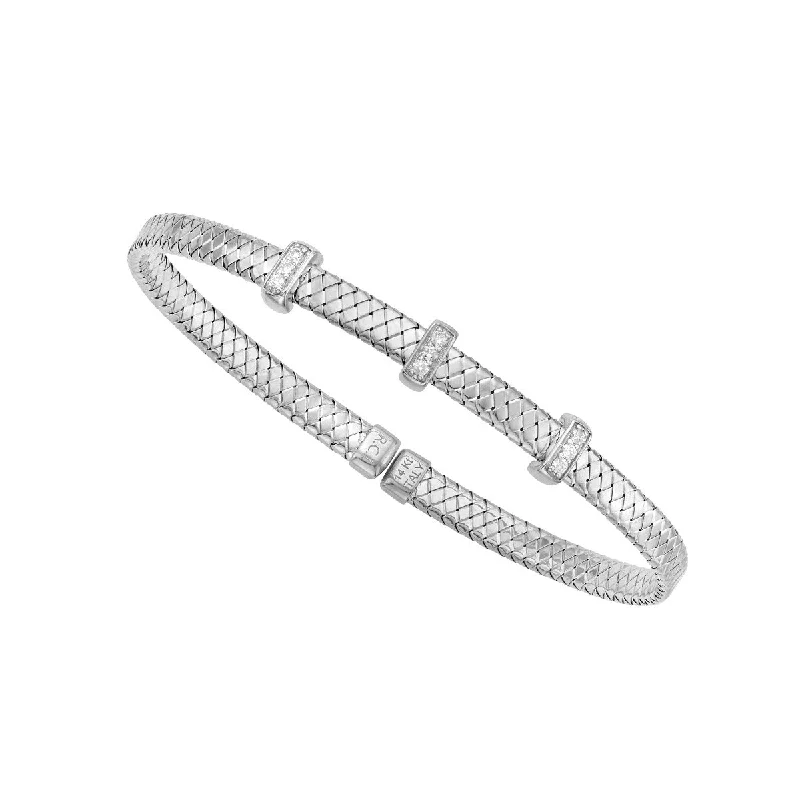 14K White Gold .13CT Diamond Basketweave Bangle WBG8328