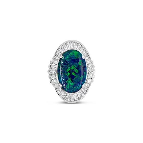 Black Opal & Diamond Ring