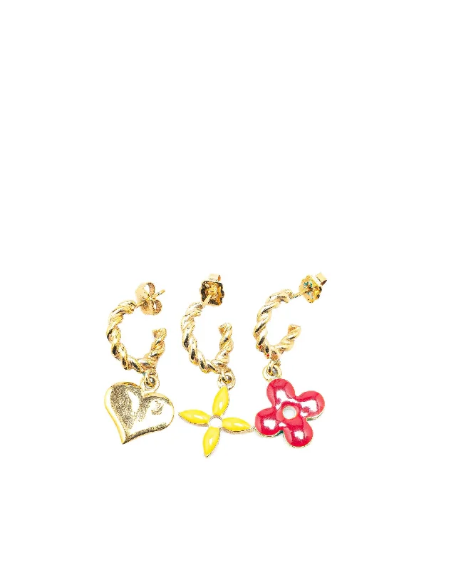 Gold-Plated Enamel Charm Stud Earrings