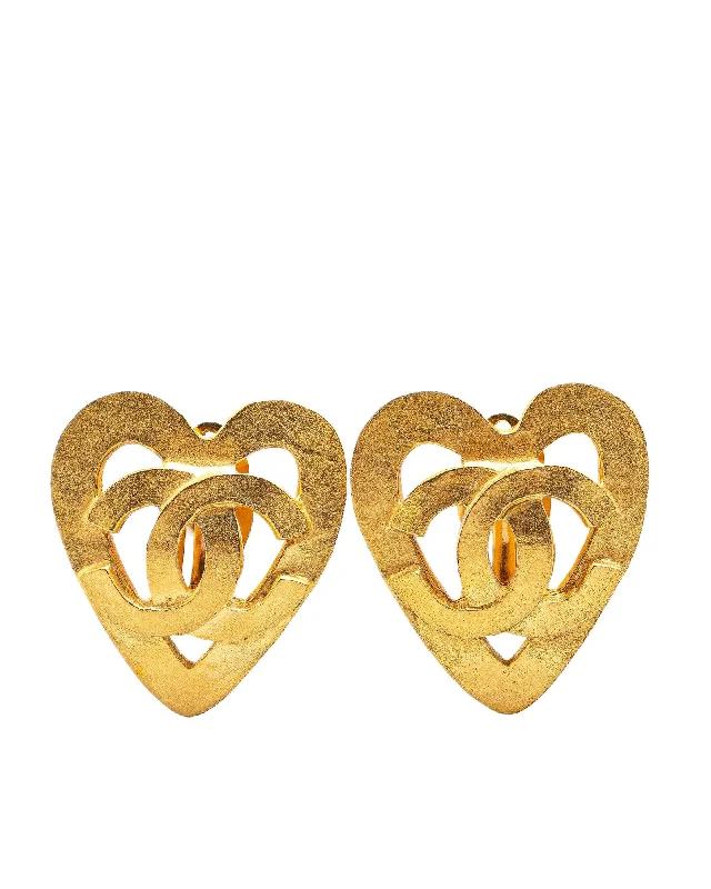 Gold Plated Heart Clip On Earrings