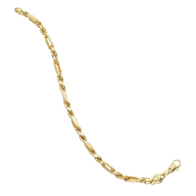 14K Yellow Gold 8.5" Gent's Figarope Bracelet with Lobster Clasp FGRP090-0850