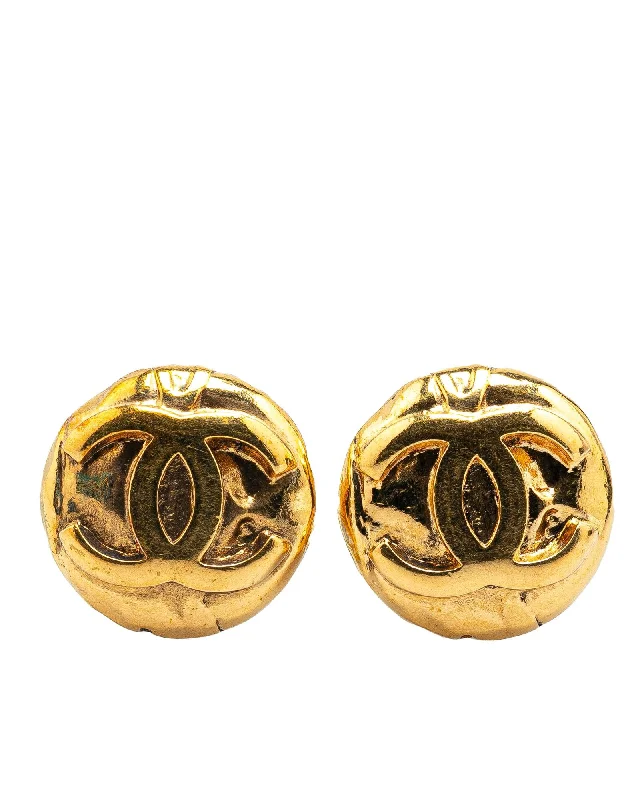 Gold Plated Round Clip-On Earrings