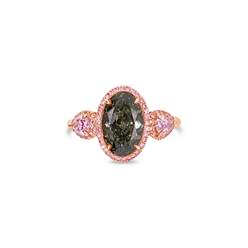 Green & Pink Diamond Ring