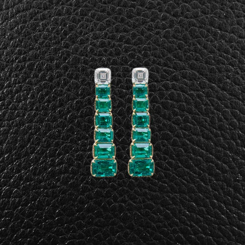 Emerald & Diamond Dangle Earrings