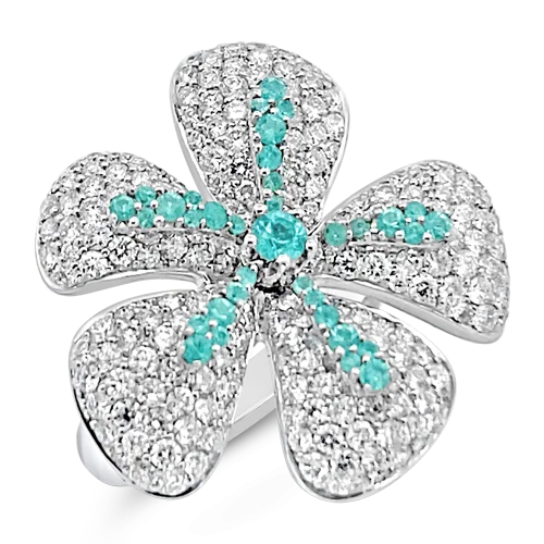 Diamond & Paraiba Flower Ring