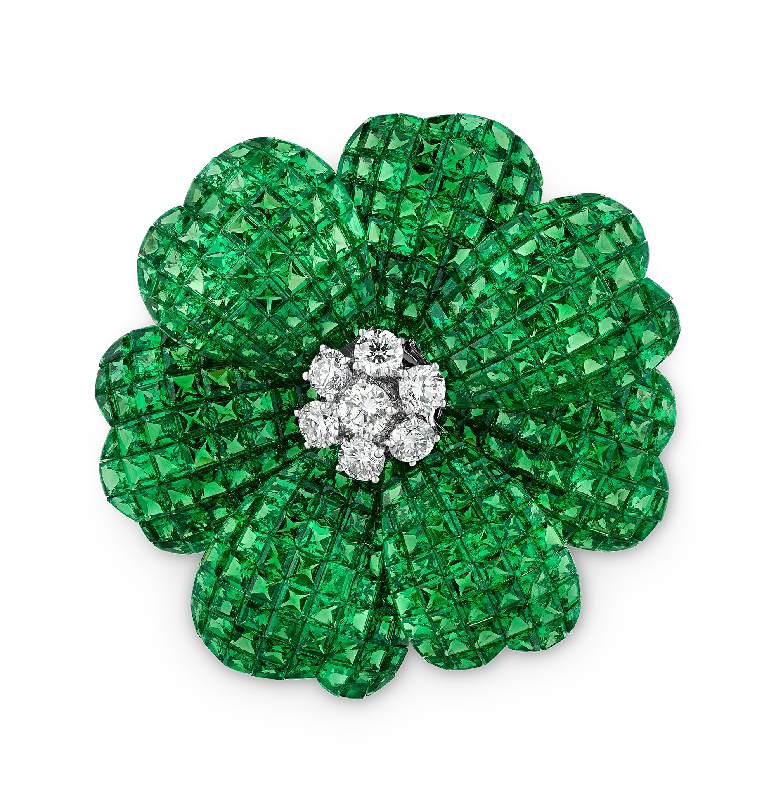 Tsavorite Flower Brooch, 50.18 carats