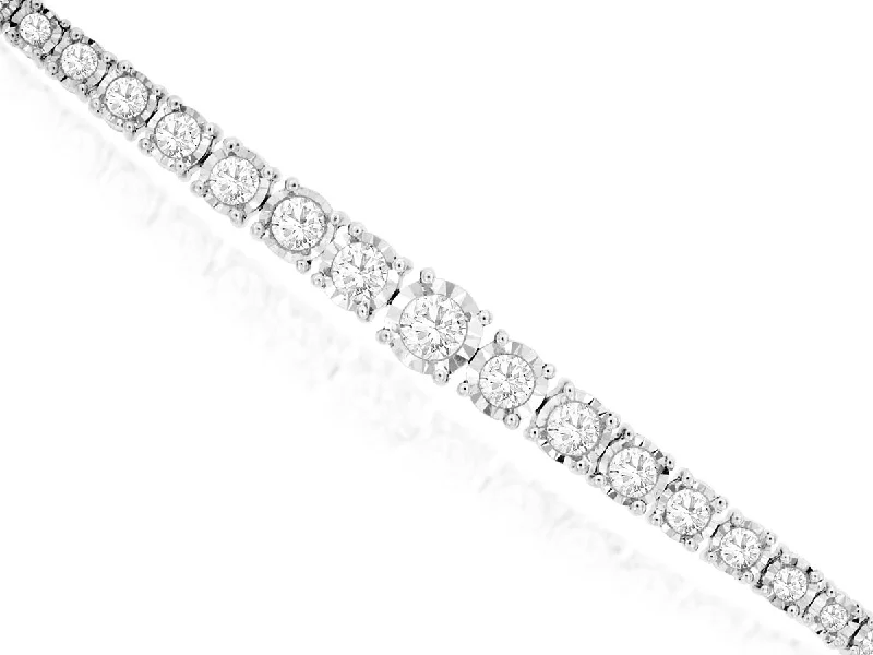 14K White Gold Round Diamond Tennis Bracelet