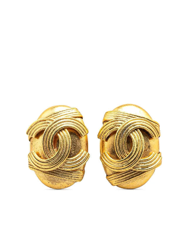 Gold Plated Oval Clip On Earrings