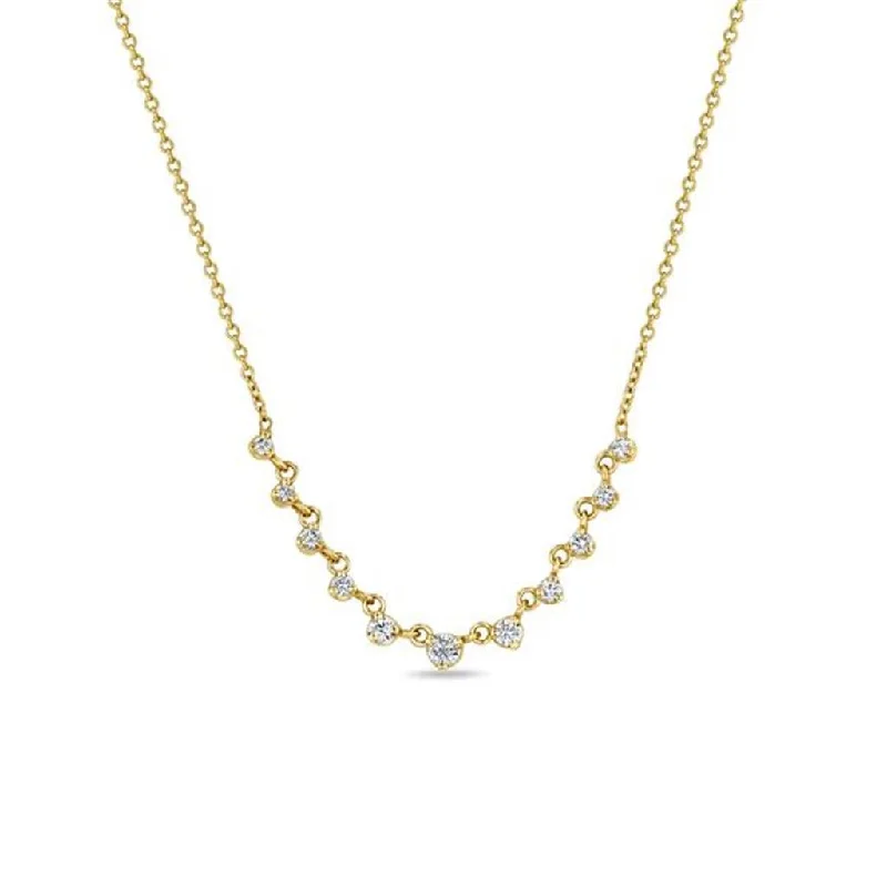 Zoe Chicco 14K 11 Linked Graduating Prong Diamond Necklace