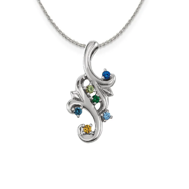 Mother's Family Birthstone Slide Floral Pendant or Necklace