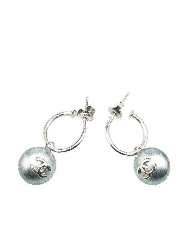 Silver Swing Faux Pearl Push Back Earrings