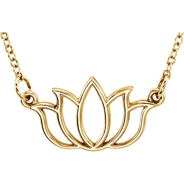 Tiny Posh Lotus Necklace - Solid Gold or Sterling Silver