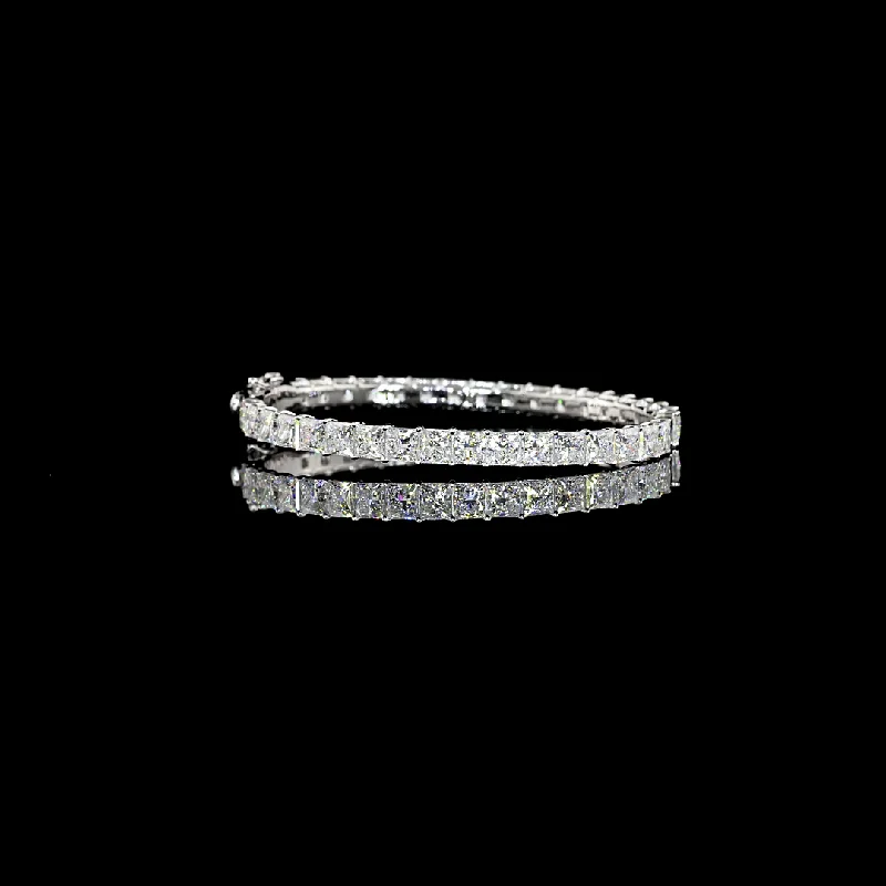 14K White Gold Princess Cut Lab Grown Diamond Bangle Bracelet BC996