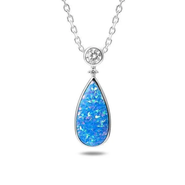 Sterling Silver Opal Bay Splash Teardrop Pendant Necklace by Alamea