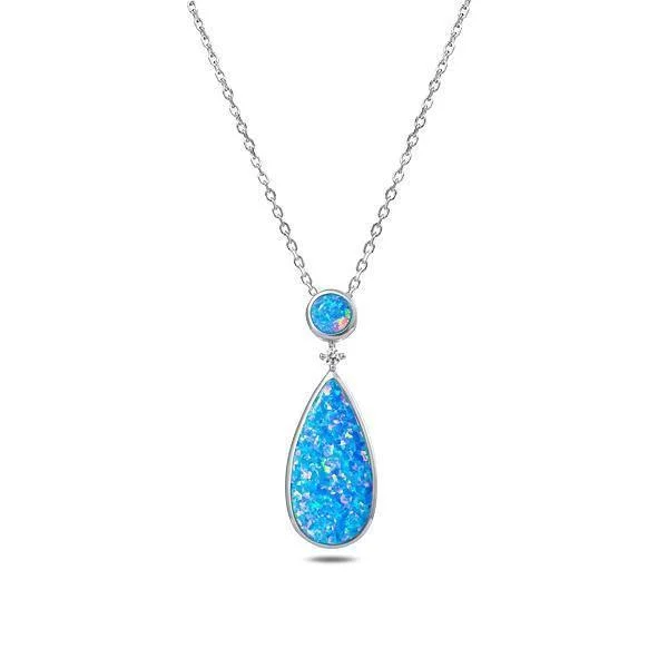 Sterling Silver Opal Bay Splash Teardrop Pendant Necklace by Alamea